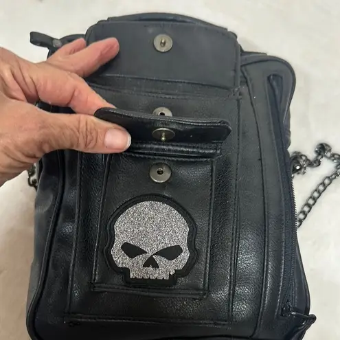 Black Crossbody Bag with Skull Design
