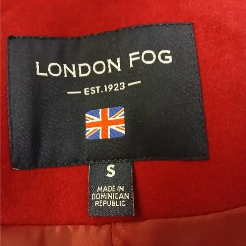 London Fog Women's Peacoat Size Small Red Wool Blend Winter Coat Fringe Scarf