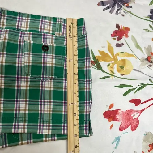 New York & Company Green and Purple Plaid Shorts Size 8