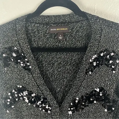 Dana Buchman Metallic Sequin Long Sleeves Hook Closure Cardigan, Size Small