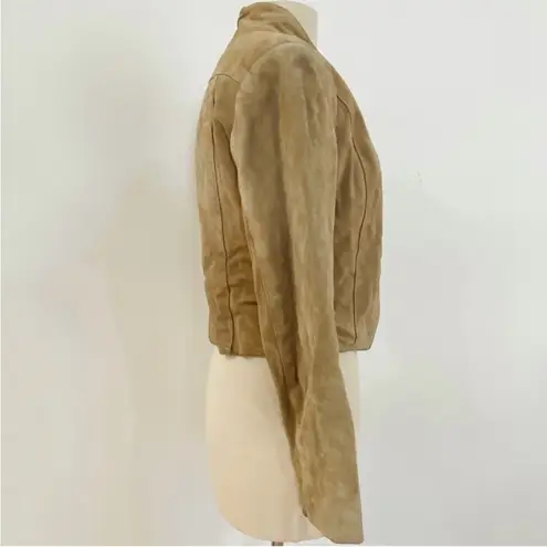 Vintage blazer cropped suede leather boho jacket Tan