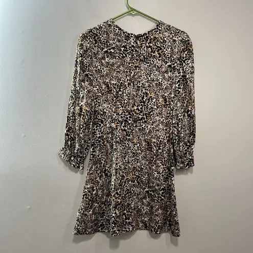 Wilfred Aritzia Baroque Animal Print Mini Long Sleeve Dress Size 2