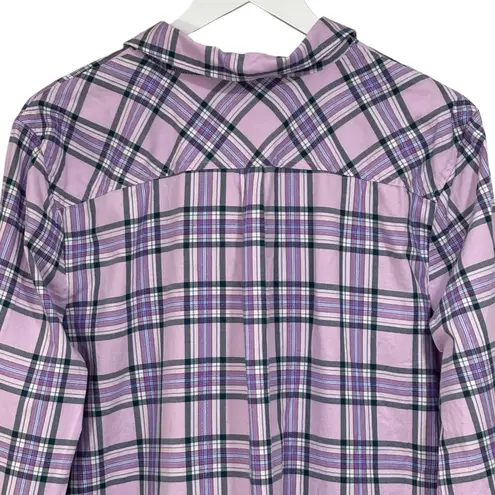 Talbots  Purple Plaid Button Down Collared Long Sleeve Top Size XL - Image 9