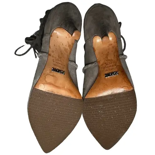 Schutz Women’s 8.5 Mouse Light Gray Fadhila Suede Tassel Wrap Heels Bootie Boots