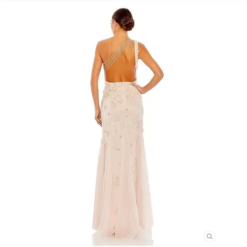 Mac Duggal 9168 Womens Blush Embellished One Shoulder Strappy Trumpet Gown