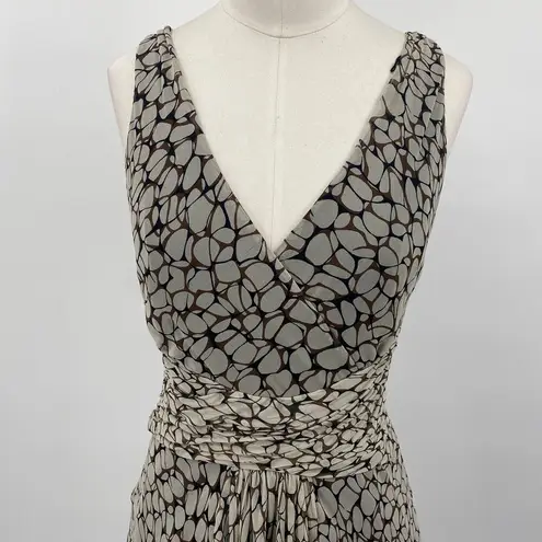 Vintage Y2k Silk Mini Dress Faux Wrap Surplice Fit & Flare Abstract Print Gray 4