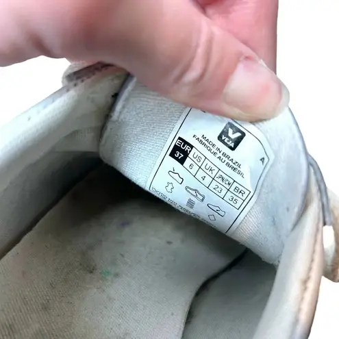 VEJA Esplar Leather White Plantine Sneakers Black Logo Size US 6