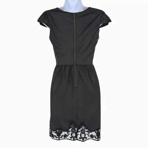 Mimi Chica Black Faux Leather Look Mini Dress Embroidered Lace Hem Size Small