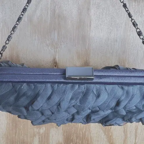 Rare Nite Bags by Carlo Fellini Elegant Grey Ruffled Clutch Evening Cocktail Gray