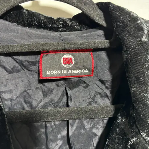 Vintage Black Velvet Blazer Jacket Womens 6 Velour 3 Button Gothic Vamp Witchy