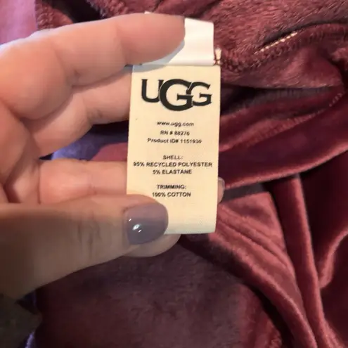 UGG Plush Velour Waterfall Cardigan Burgundy Open Front Cozy Lounge Jacket Small Red