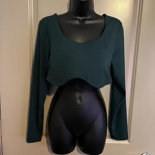 Aerie Women's XL OFFLINE Green LS Crop