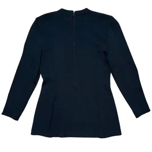 St. John Collection Black Santana Knit Long-Sleeve Fitted Tunic Top