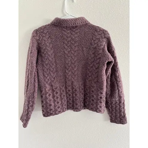 Vintage Sweater Womens Small Purple Wool Cable Knit England Nautical Preppy