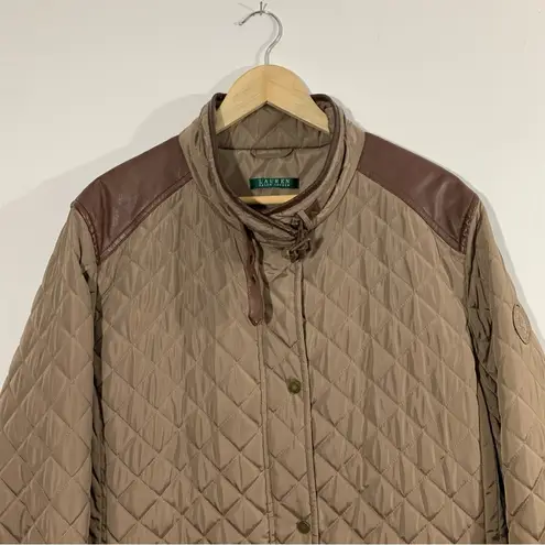 Ralph Lauren Lauren  Quilted Puffer Faux Leather Jacket