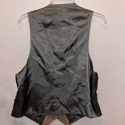 Vintage Silk Vest Lace Embellished Beads Sequin Floral Boho Size XL