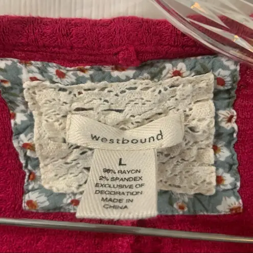 Westbound Pink Waffle Knit Button Up Tie Knot Top