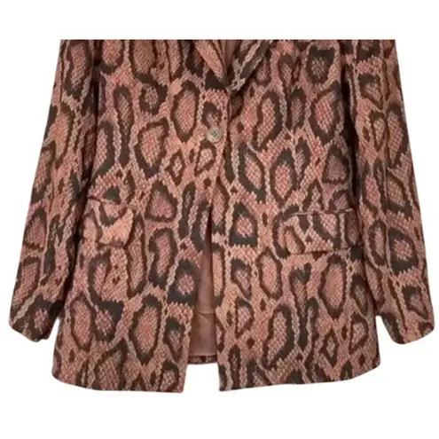 We Wore What NWT Danielle Bernstein Snakeskin Shaped Blazer 00 Brown Black Cognac