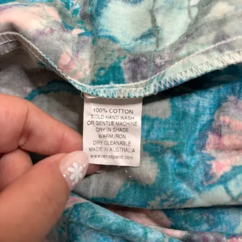 Retro Retrospecd Ocean Print Skirt Size 14 Full Button Front Full Circle Pinup White