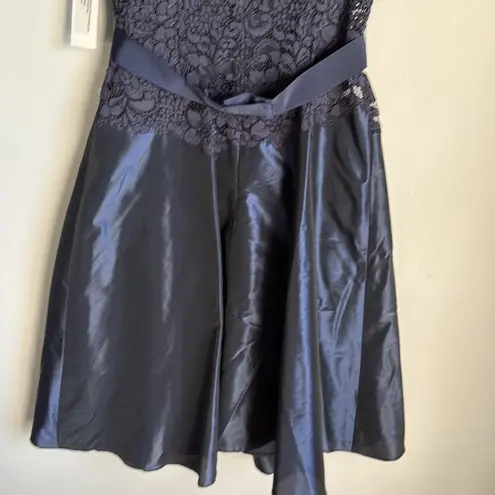 NEW Rickie Freeman for Teri Jon Navy lace and taffeta cocktail Dress 2 Blue