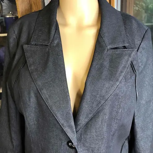 Studio 1940 Black jean look 3 Button Notched Lapel Blazer Jacket Size Large