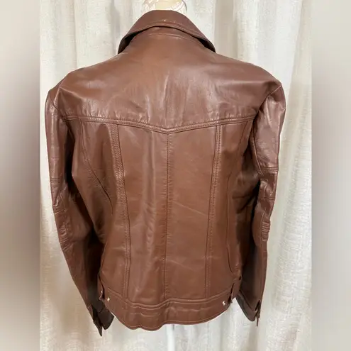 Brazilia by D&H women’s genuine leather jacket, size 42 in rich chocolate brown