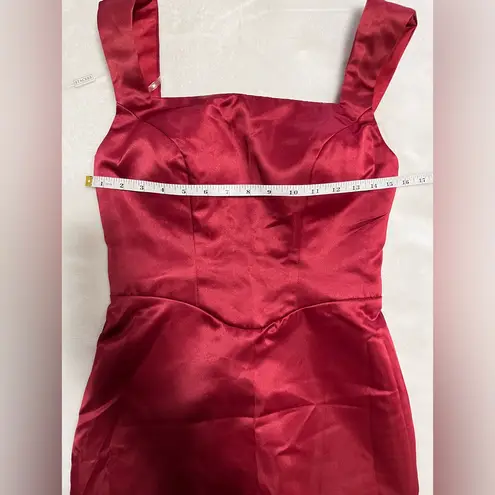 STACEES Burgundy Satin Square Neckline Formal Mini Dress NWT Sz 4 Red