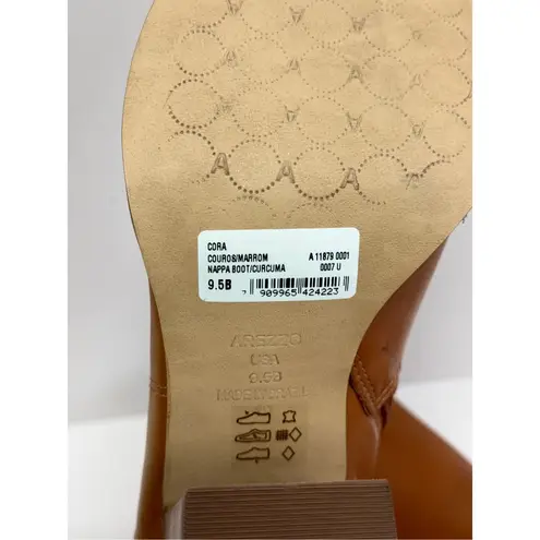 Arezzo Boots Size 9.5B Leather Pointed Toe Block Heel Pull On Booties NEW Brown