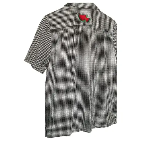 Quacker Factory The Top Womens S Plaid Watermelon Embroidered Button Up Novelty