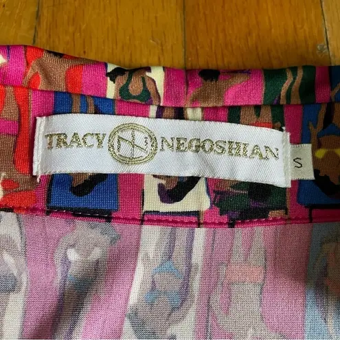 Tracy Negoshian Pink Beach Graphic Wrap Dress Size Small