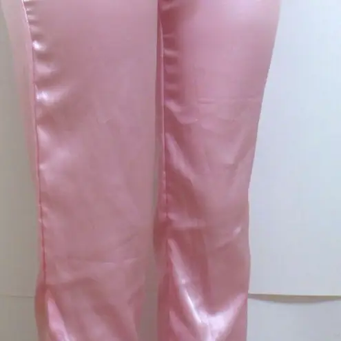 Pink Satin Feather Trim Pajama Pants Sz S NWOT