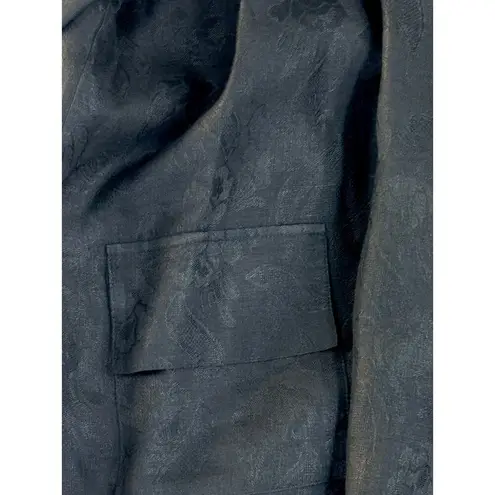 VTG Shamask Black Linen Floral Damask Pant Suit Bergdorf Goodman Sz 2 L/XL Size L