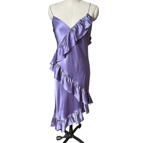 Cami NYC NWT Silk Dua Ruffle Midi Dress in Lilac Purple Size Large/ 8-10