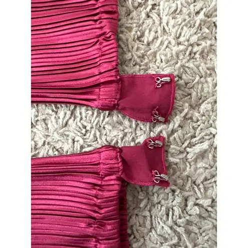 Anthropologie L’IDÉE Red Berry Gatsby Pleated Strapless Midi Dress 14 Size L