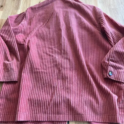 Liz Sport Petite Corduroy Button Front Jacket Shacket Red Pink Small
