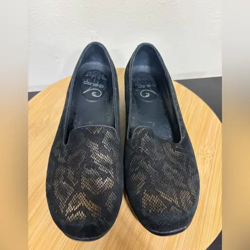 Dansko Olivia Womens EU 39 US 8.5-9 Black Bronze Snake Skin Flats Comfort Shoes