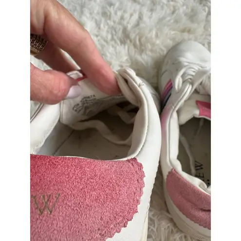 J.Crew Women's White Leather Sneakers Rainbow Stripe Tennis Shoes Size 7