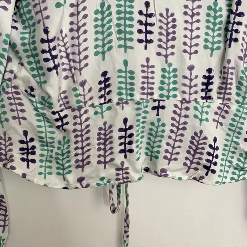 India Collection Emerson Fry Longsleeve Front Tie Ruffle Top Womens Small White