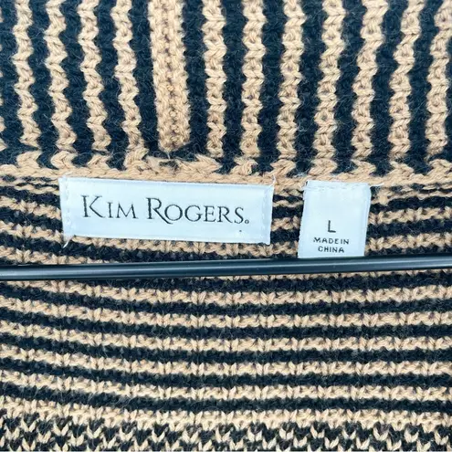 kim rogers  Geometric Tribal Open Front Knit Cardigan Brown Black Large