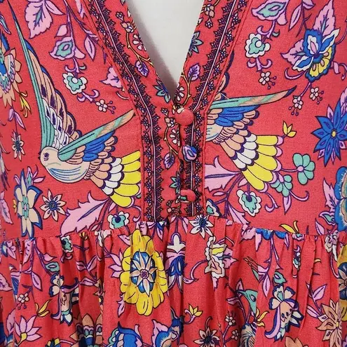 R. Vivimos Dark Pink Boho Floral Dress Size Medium NWT Floral Pink Dress