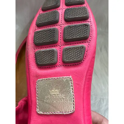 Peter Millar Women's Pink Leather Ballet Flats - Snake Embossed Toe Detail