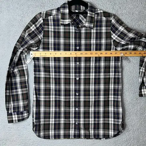 J.Crew Shirt Womens 4 Multicolor Long Sleeve Button Up Plaid Slim Fit Shirt Black
