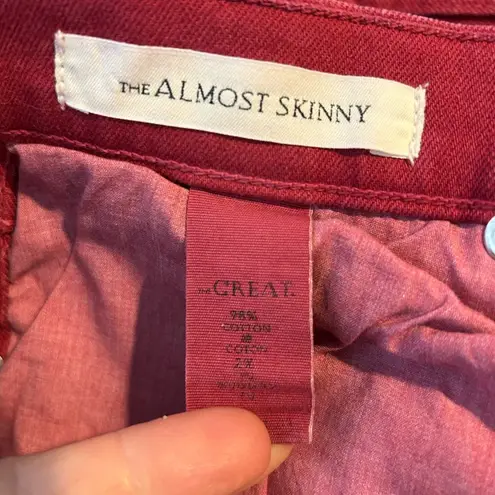 The Great Almost Skinny Cherry Pie Red Ankle Jeans Size 28