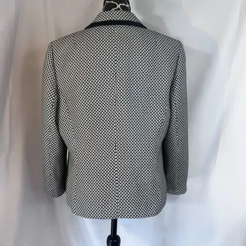 Kasper Separates Black White Abstract Geometric Single Breasted Blazer Size 14