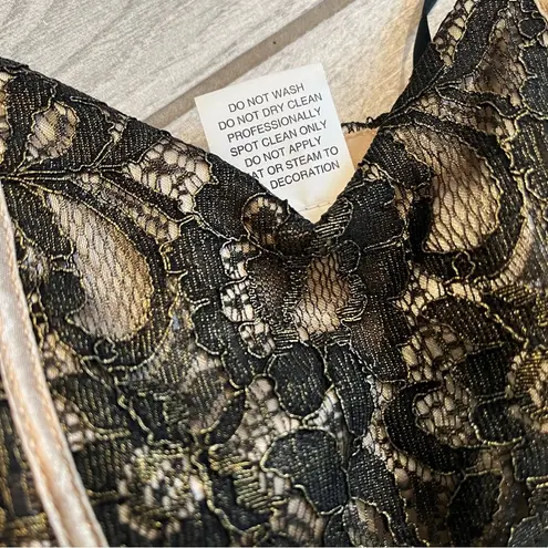 Masquerade Vintage 90s Strapless Black Gold Tiered Tulle Tutu Skirt Dress,Sz 5/6