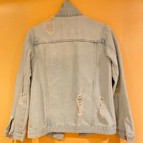Thread & Supply Alyssa Light Wash Blue Denim Distressed Jacket Size Small