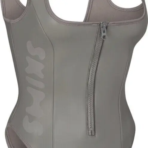 SKIMS Rubbersized Scuba Swim Scoop Neck Onepiece in Gray Chalk, Size XXS