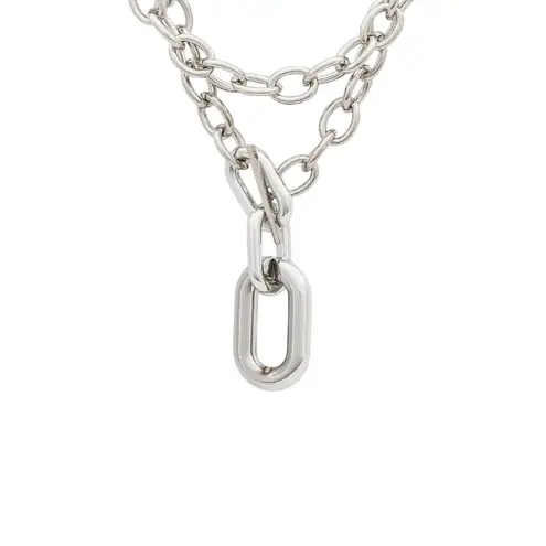 Amber Sceats Large Chain Layered Necklace in Silver Womens Chunky 2 pieces