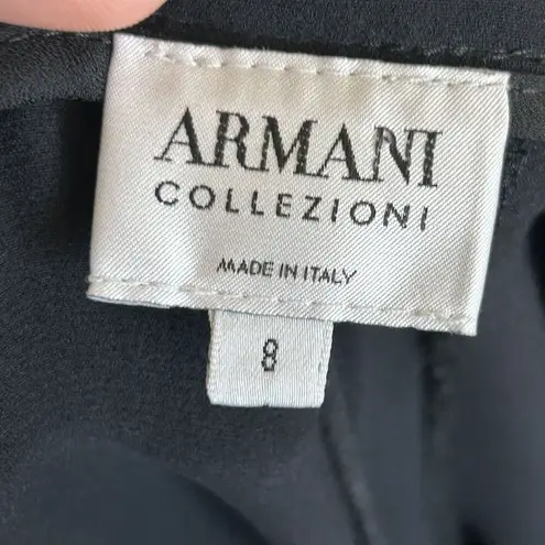 Armani Collezioni WOMENS Black Wide Leg Pants Size 8 Side Zip Crepe Trousers