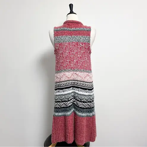 Anthropologie Sleeping On Snow Red Ivory Quillins Jacquard Open Vest Duster M/LP Size undefined - Image 4